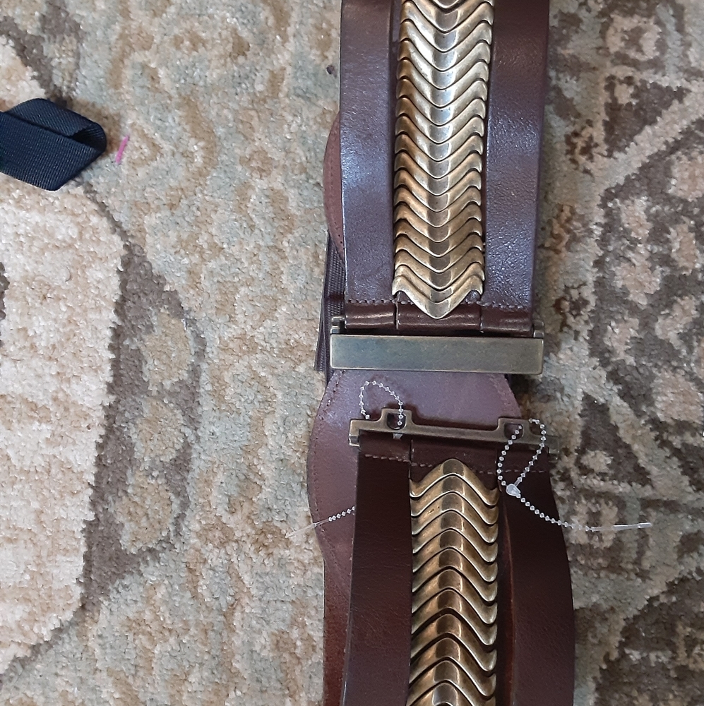Brown leather designer belt